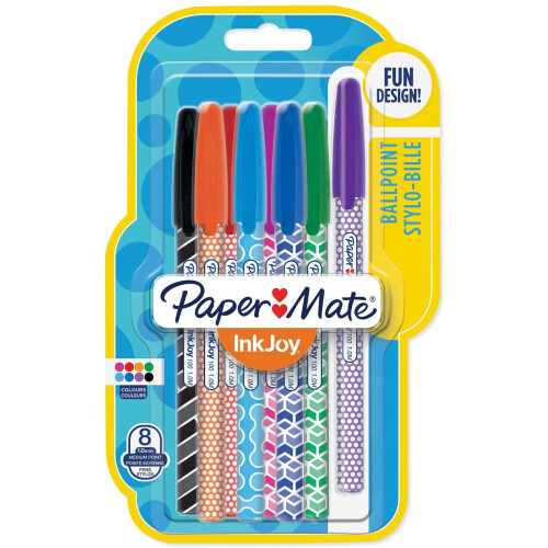 Paper Mate Paper Mate InkJoy Wrap Ballpoint Pens | Retractable Medium Point (1.0mm) | Assorted Colours | 8 Count