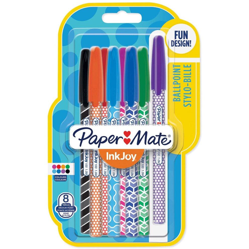 Paper Mate Inkjoy Wrap Ballpoint Pens | Retractable Medium Point (1.0Mm) | Assorted Colours | 8 Count