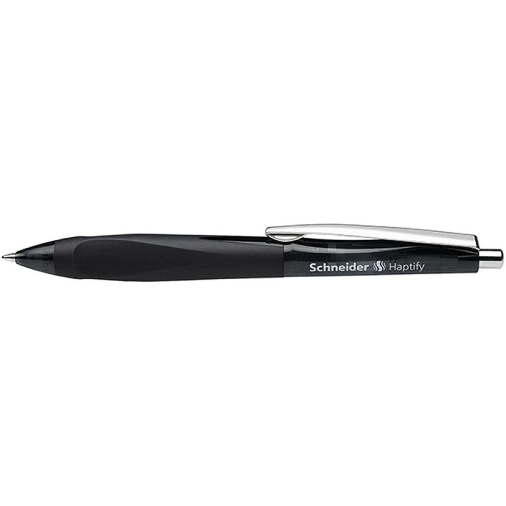 Schneider Haptify Clip-on retractable pen Medium Black - ballpoint pen (Clip-on retractable pen, Medium, Black, Stainless steel, Metal)