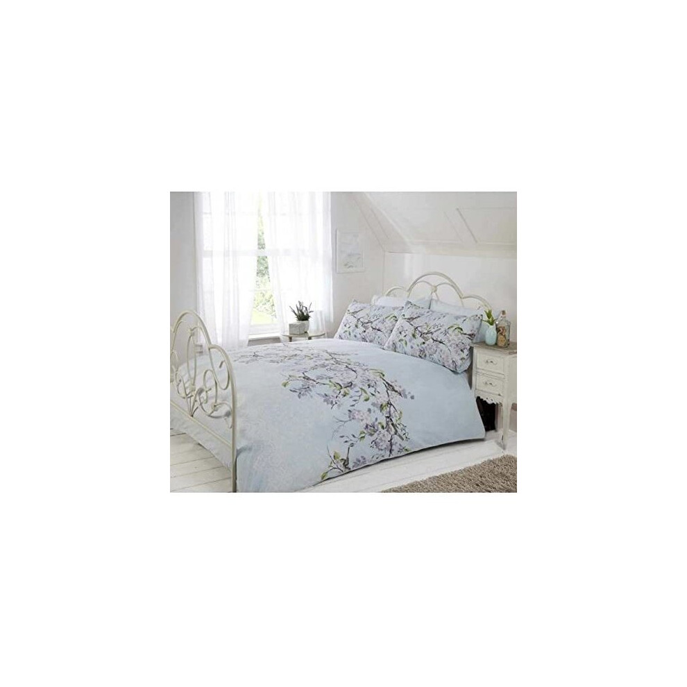 Eloise Duvet Cover Set, Polyester-Cotton, Duck Egg, Single