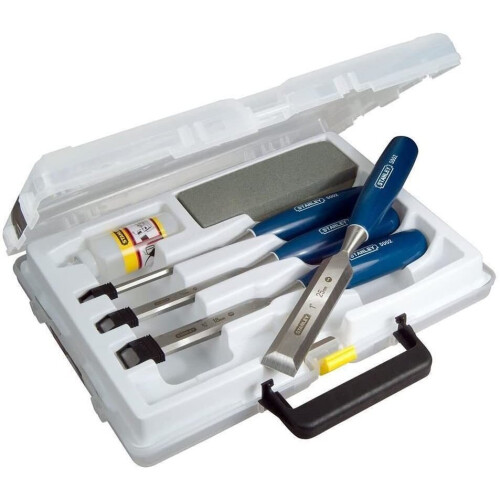 STANLEY Stanley 016130 5002 Bevel Edge Chisel Set and Oilstone (4 Pieces)