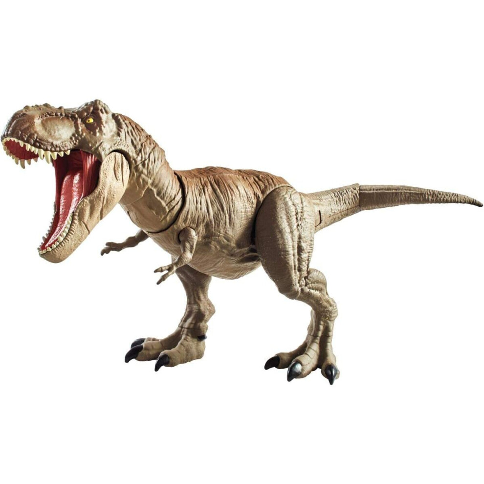 Jurassic World GCT91 Bite & Fight Tyrannosaurus Rex in Larger Scale with Head and Tail Strike Action, Multi-Colour