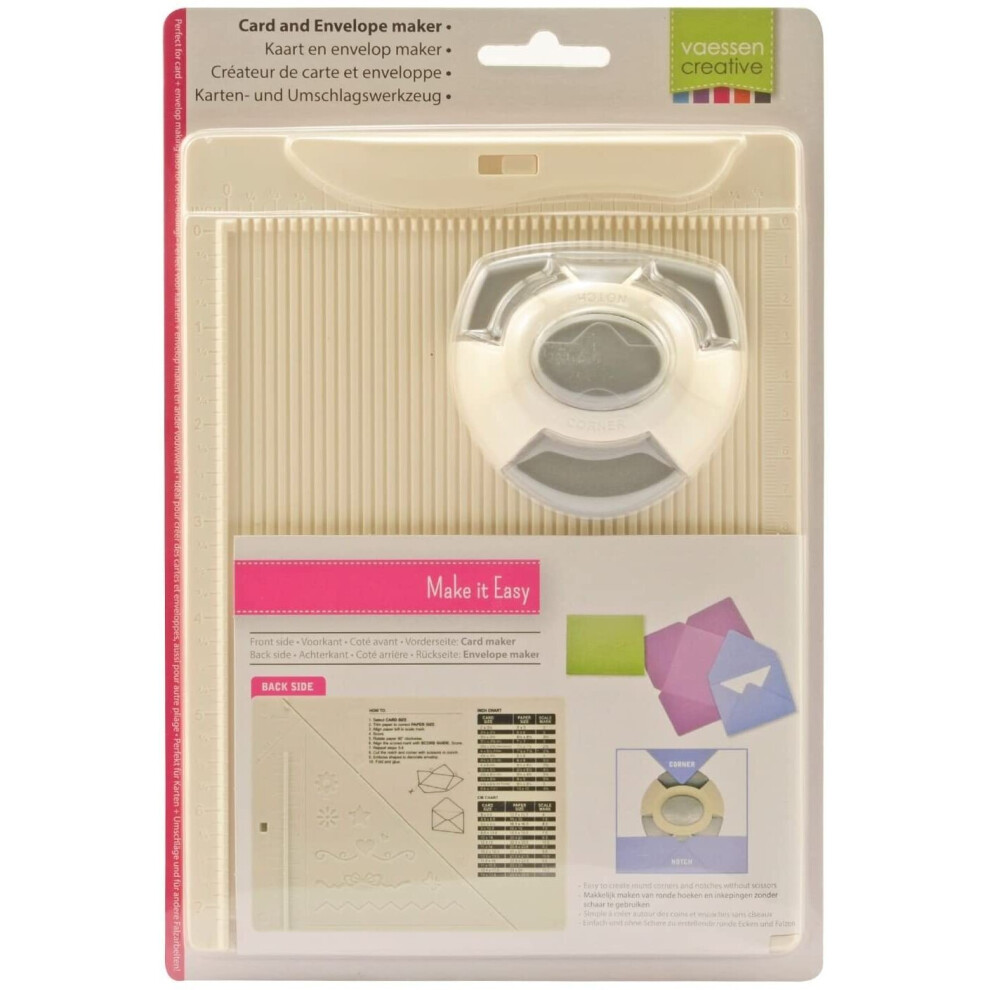 Vaessen Creative Card and Envelope Maker Kit with Punches, Plastic/Steel, Grey, 21.5x16.2x5 cm