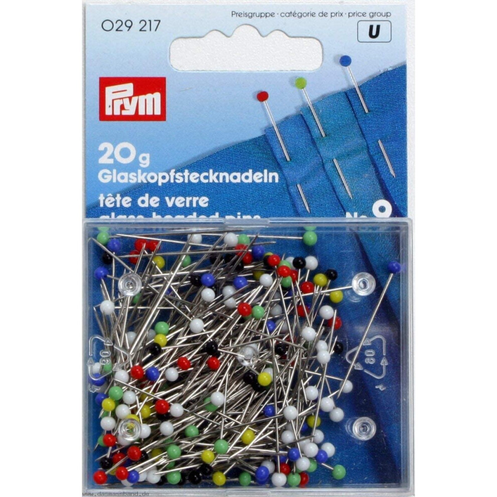 Prym Glass-Headed Pins No. 9 Assorted Col 0.60 X 30 Mm
