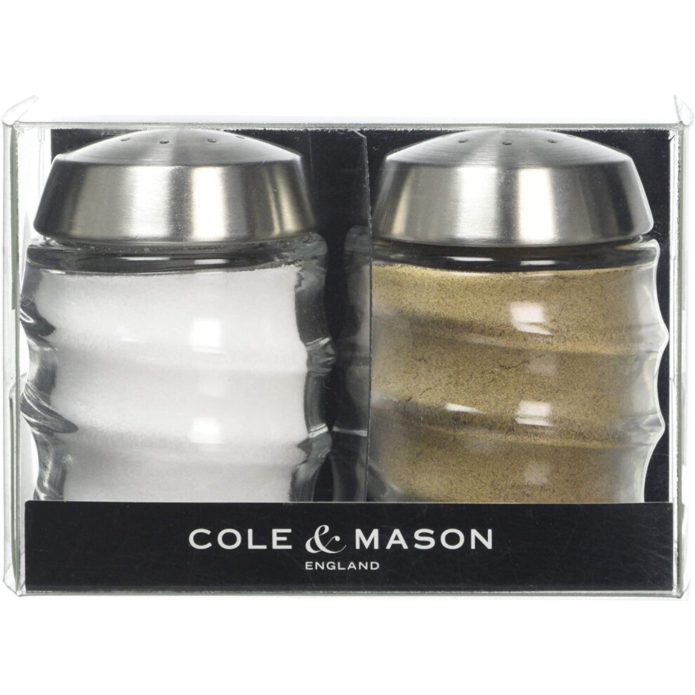 Cole & Mason Bray Salt and Pepper Shaker Gift Set, Glass and Stainless Steel, 7 cm