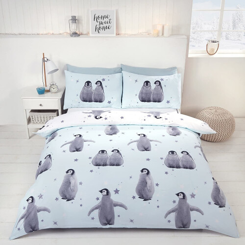 Rapport Starry Penguins Duvet Set Blue Double Winter Bedding