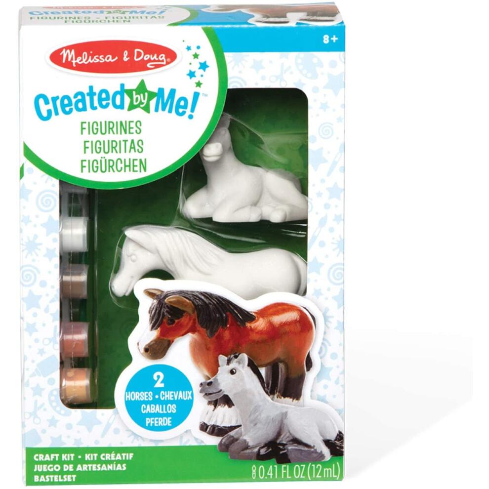 Melissa & Doug Created By Me! Horse Figurines Craft Kit (2 Resin Horses, 6 Paints, Paintbrush)