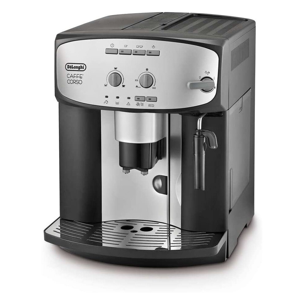 De'Longhi Caffe' Corso Fully Automatic Bean to Cup Coffee Machine,Cappuccino, Espresso Coffee Maker, ESAM2800.SB, Silver and Black