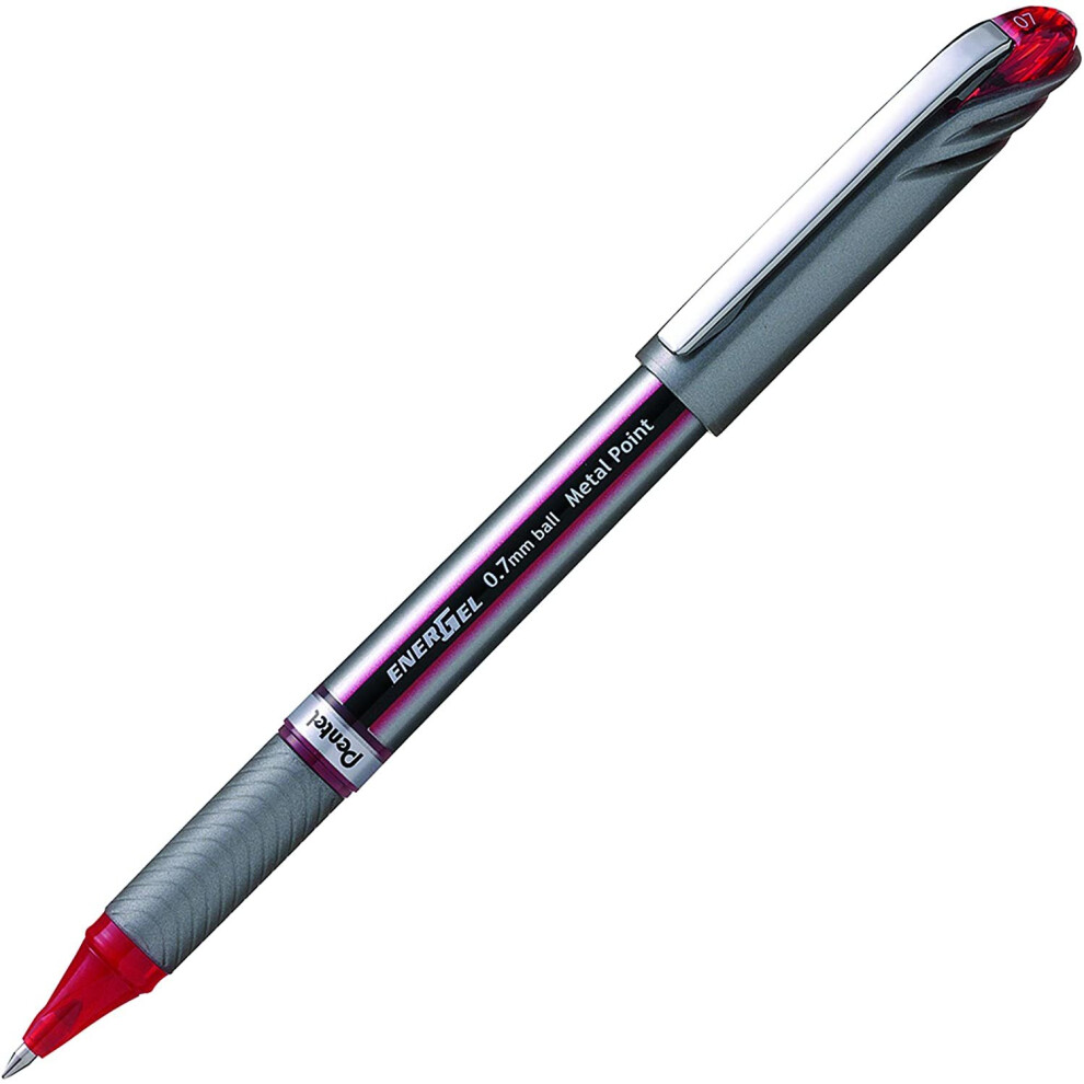 Pentel Energel Plus Roller Ball Pen (Medium) - Red (Pack of 12 pens)