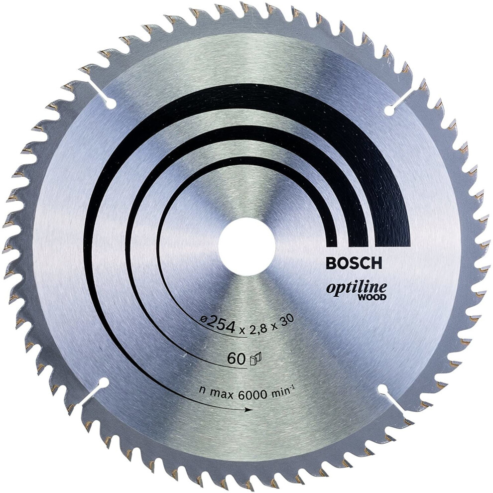 Bosch Professional 2608640444 Opti Wood Mitre Circular Saw 254Ã2.8Ã30, 60, Silver