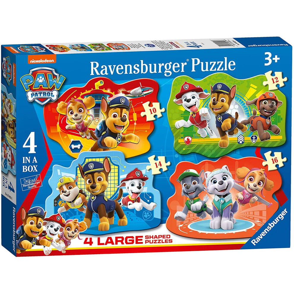 Ravensburger UK 3028 Ravensburger Paw Patrol 4 Large Shaped Jigsaw Puzzles (10,12,14,16pc),