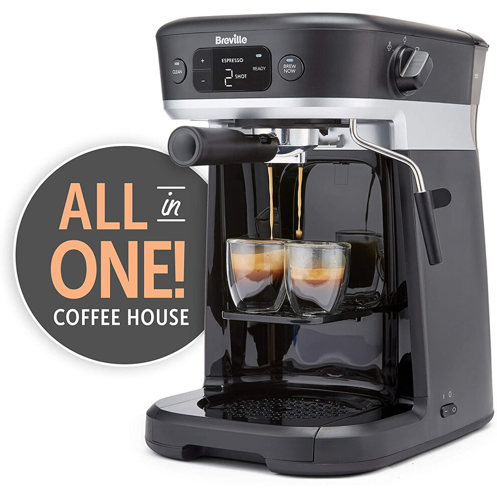 Breville All-in-One Coffee House, Espresso, Filter and Pods Coffee Machine with Milk Frother, Dolce Gusto Compatible [VCF117]