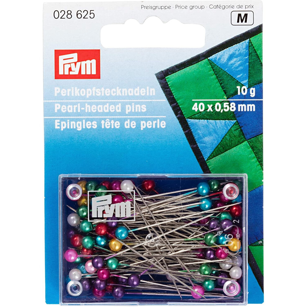 Prym Pearl-Headed Pins Assorted Col 0.58 X 40 Mm