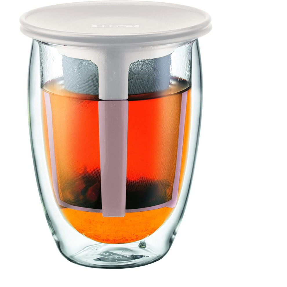 Bodum Tea for One Glass with Tea Infuser - 0.35 L, Off-White