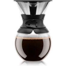 Bodum Pour Over Coffee Maker with Filter, Borosilicate Glass - 1.0 L, Black
