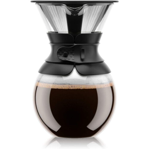 Bodum Bodum Pour Over Coffee Maker with Filter, Borosilicate Glass - 1.0 L, Black