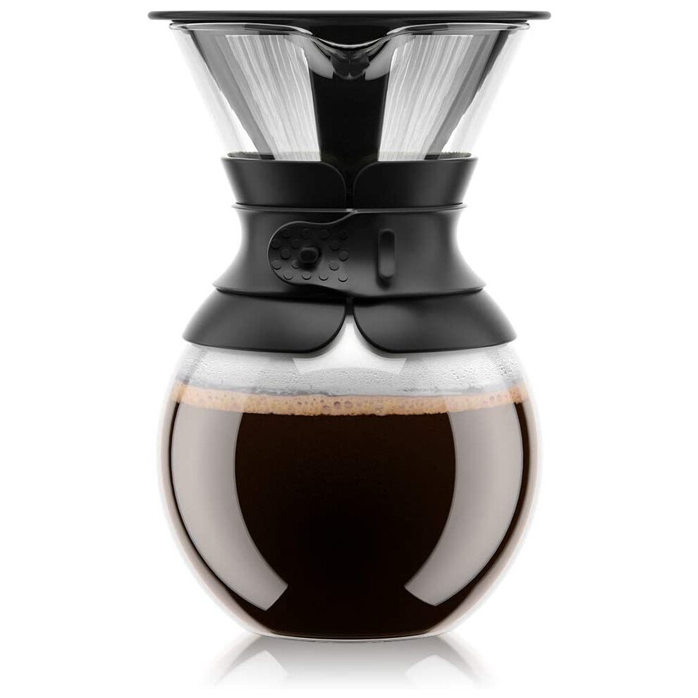 Bodum Pour Over Coffee Maker with Filter, Borosilicate Glass - 1.0 L, Black