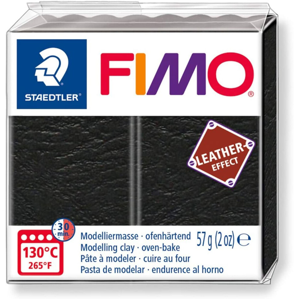 STAEDTLER Fimo Leather-Effect Oven-Hardening Modelling Clay Black 8010-909