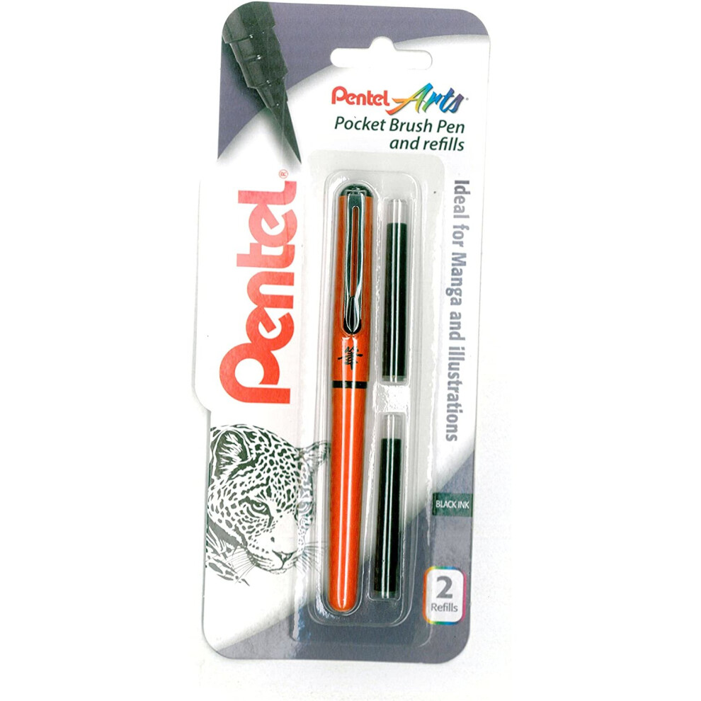 Pentel XGFKPF/FP10-A Brush Pen with 2 Refills - Orange