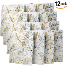 NimNik Gift Bags Large - [12 pack] 260 x 320 x 120 mm Shopping Paper Bag, Party Birthday Bags