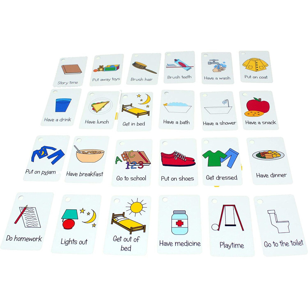 kids2learn Morning & Bedtime Visual Routine Flash Cards Bungee Set