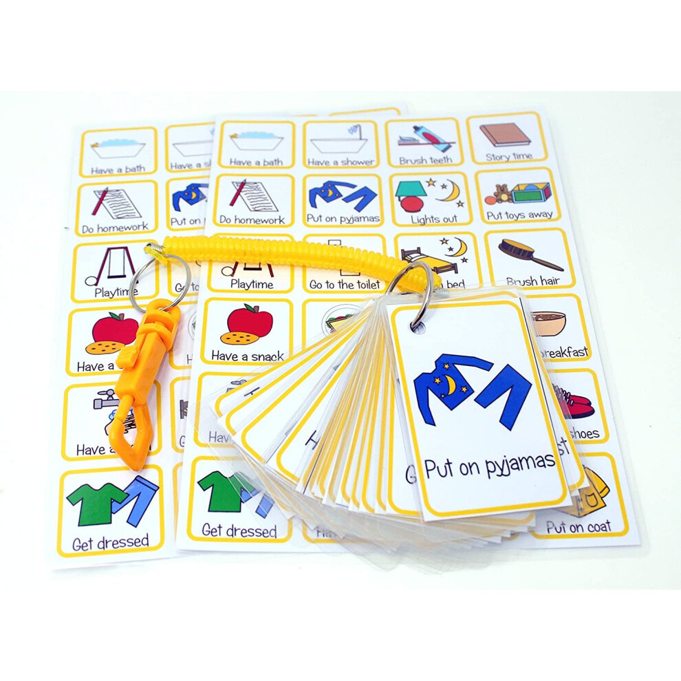 kids2learn Morning & Bedtime Visual Routine Flash Cards Bungee Set
