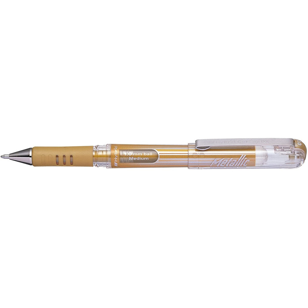 Pentel 1.0Mm Tip Hybrid Gel Grip Dx Metallic Gold Ink Pen With Chunky Barrel - Gold