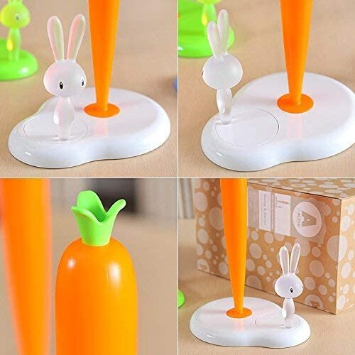 Alessi A di Alessi Bunny and Carrot Kitchen Roll Holder, Tall, White 2