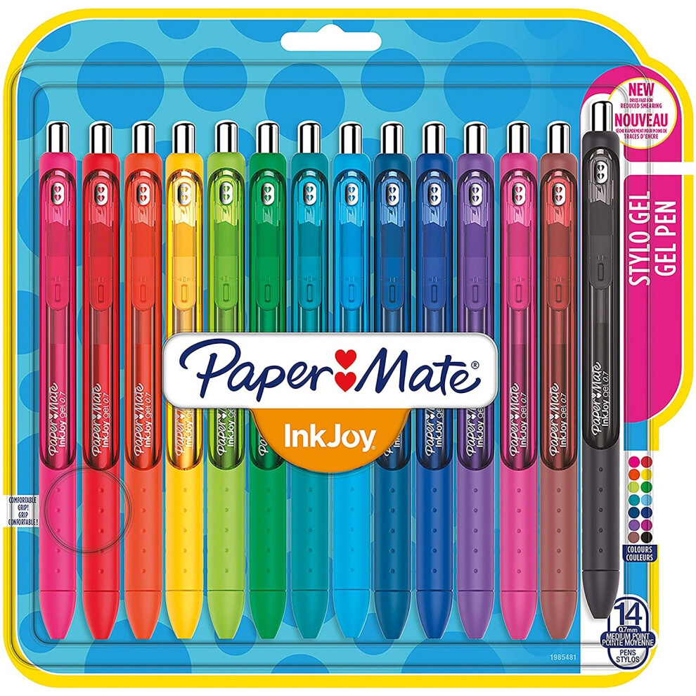 Paper Mate InkJoy Gel Pens | Medium Point (0.7mm) | Assorted Colours | 14 Count