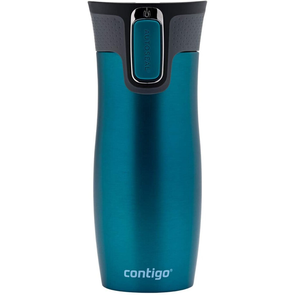 Contigo West Loop Autoseal Travel Mug, Stainless Steel Thermal Mug, Vacuum Flask, Leakproof, Coffee Mug with BPA Free Easy-Clean Lid, Bay, 470 ml