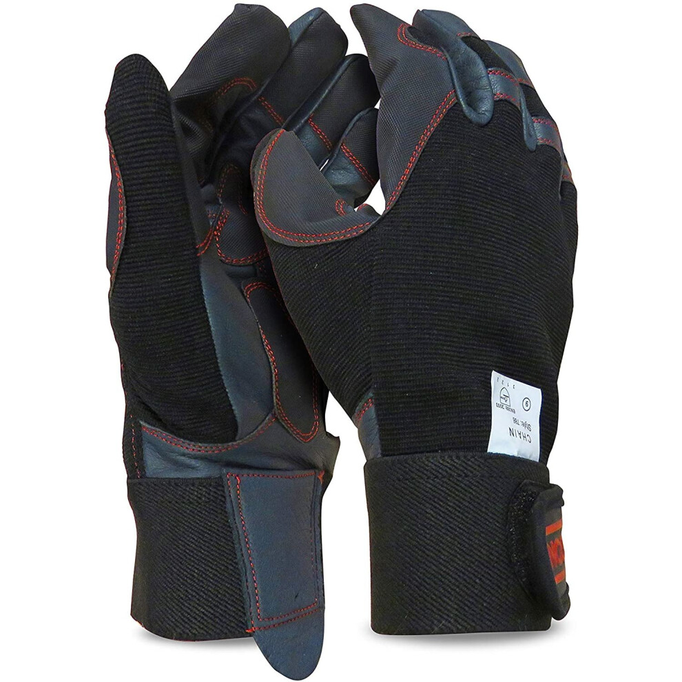 Oregon Chainsaw Gloves, 4 Way Stretch PPE Clothing, Large (Size 10) | Pair of Professional Chainsaw Protective Gloves, Leather, Black (‎295395) - Image 3