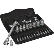 Wera 05004021001 8100 SA 11 Zyklop Metal Ratchet Set with switch lever, 1/4' drive, imperial, 28 pieces