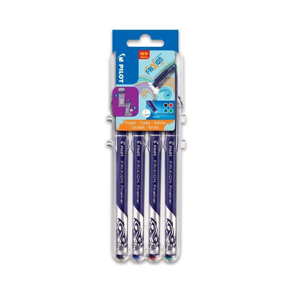 FriXion Fineliner - Set of 4 - Black, Blue, Red, Green - Fine Point