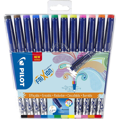 Pilot FriXion Fineliner Felt-Tip Pens Pack of 12 Assorted Colours 1