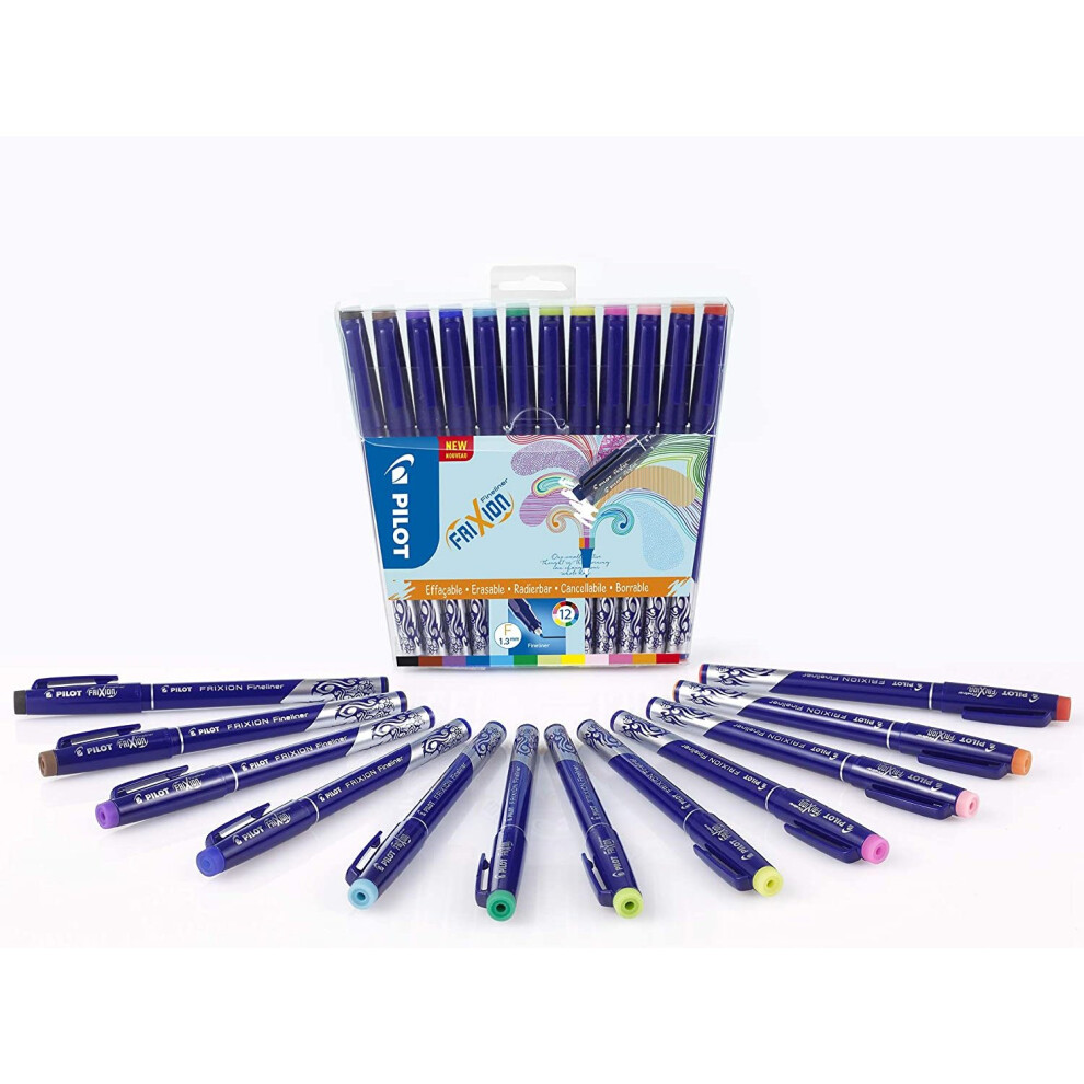 Pilot Frixion Fineliner Felt-Tip Pens Pack Of 12 Assorted Colours