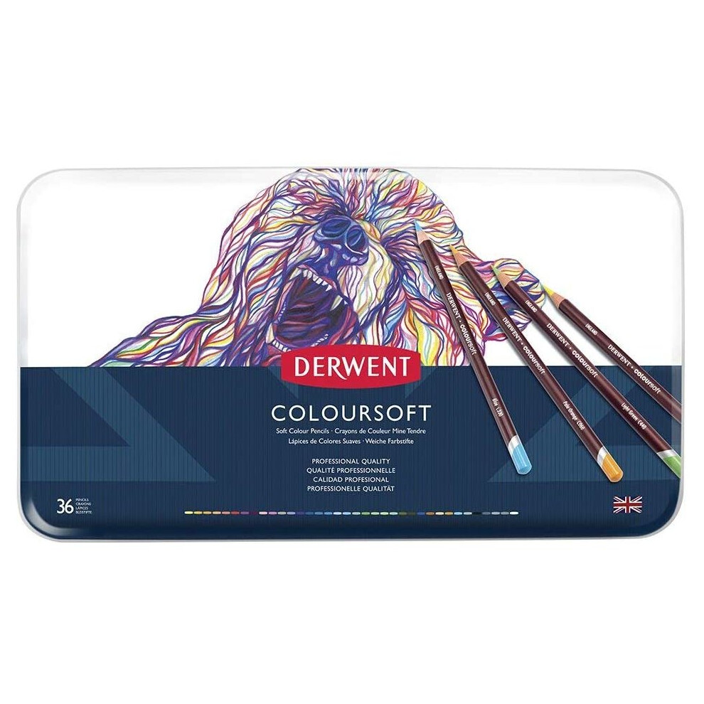 Derwent Coloursoft Colouring Pencils, Set Of 36, Professional Quality, 0701028, Multicolor
