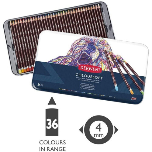 Derwent Coffret de Crayons - Derwent - Coloursoft - 36 Couleurs - Mixte - Idéal pour Dessins 1
