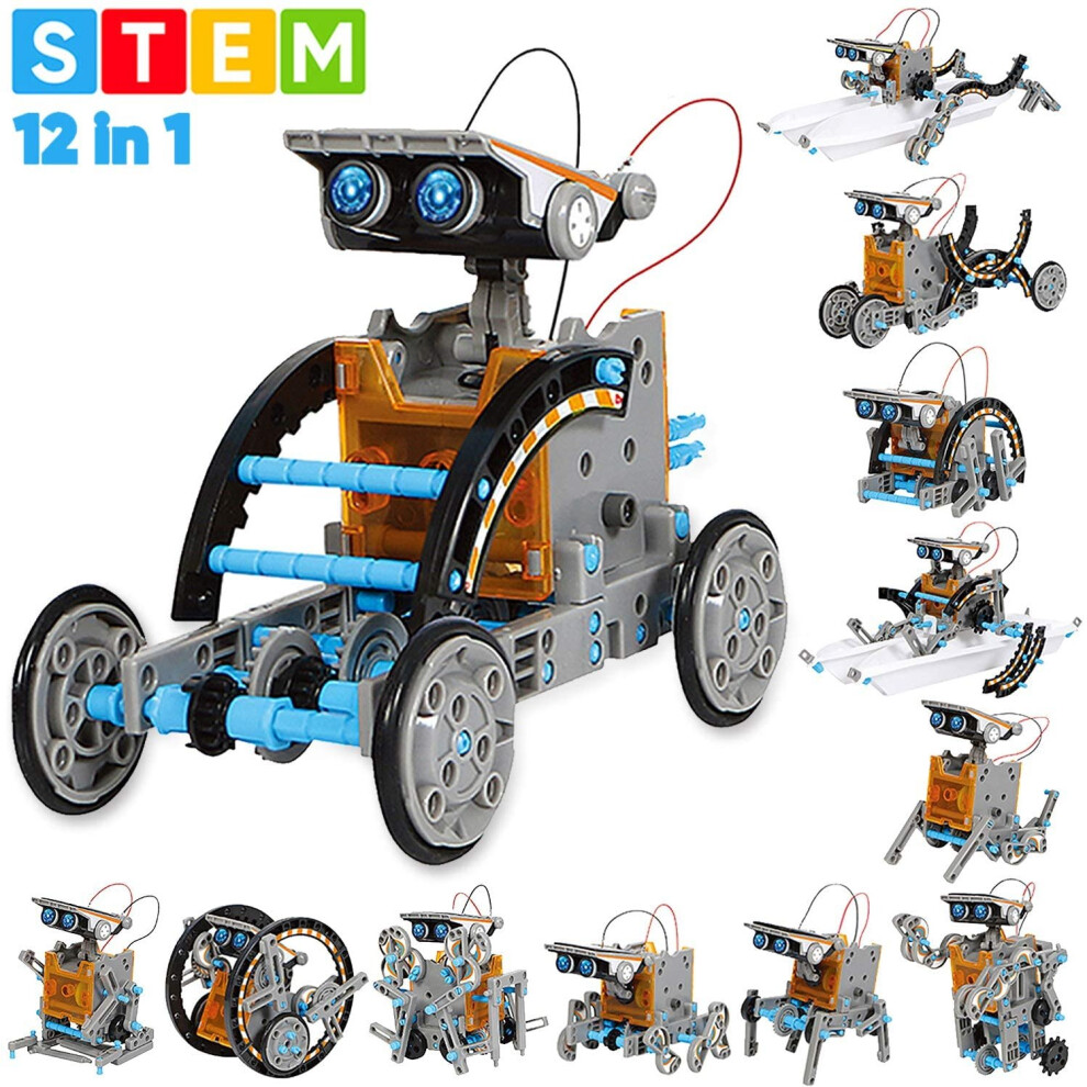 Sillbird STEM 12-in-1 Education Solar Robot Toys-190 Pieces DIY Building Science Experiment Kit for kids Aged 8-10+,Solar Powered by the Sun