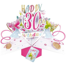 Second Nature Female 30th Birthday Pop Up Card with Butterflies