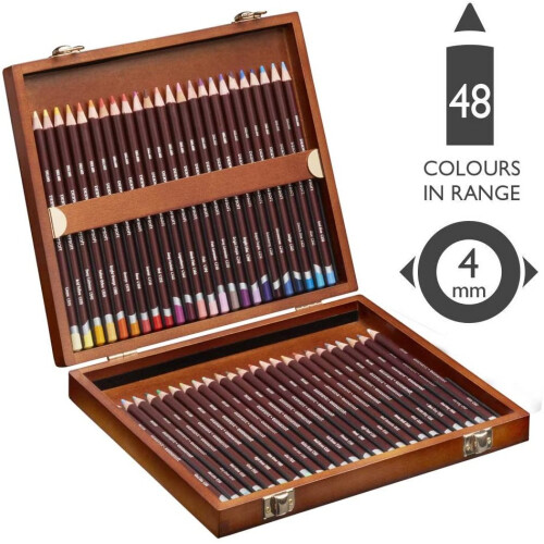 Derwent Crayons - Derwent - Coloursoft - Caixa de madeira com 48 - 4 cores - Misto 1
