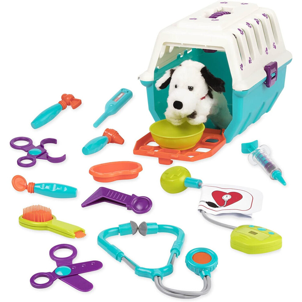 Battat - Dalmatian Vet Kit - Toy Vet Clinic with Cage, Plush, and Vet tools for Kids 2 years + (15 pieces)