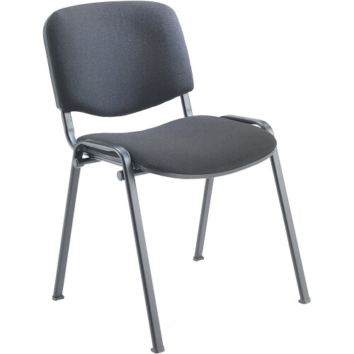 Office Hippo Heavy Duty Stackable Reception Chair, Black Frame, Fabric, Charcoal