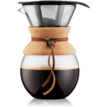 Bodum 11571 109 1L Pour Over Coffee Maker with Permanent Filter, Layered, Transparent, 14 x 16.3 x 20.2 cm