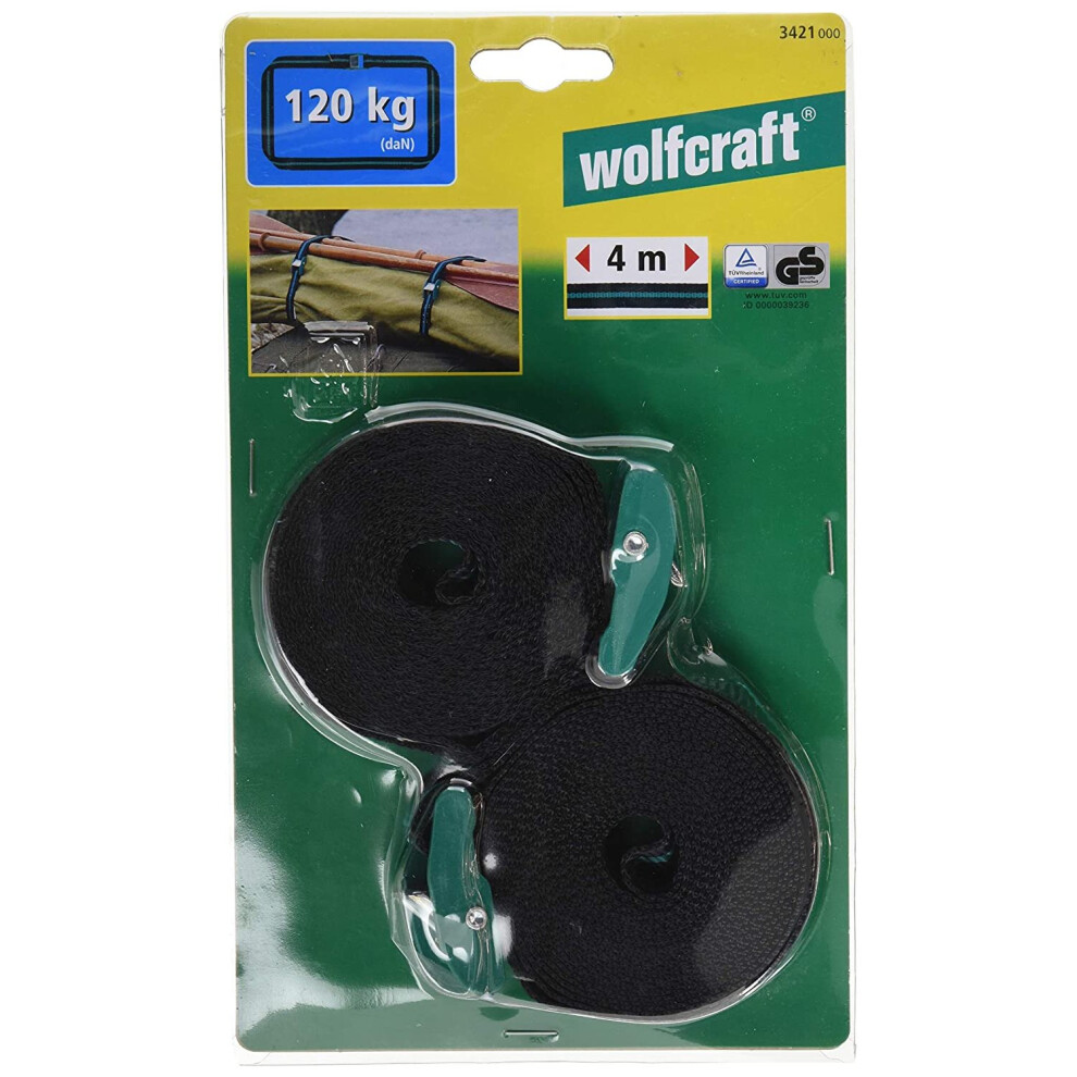 Wolfcraft 3421000 Belt Clamps (2) with Spring Lock, 4m, Tension: 120 kg