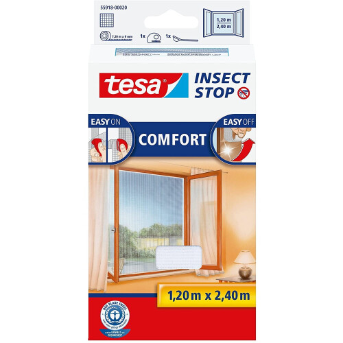Mosquiteiro - TESA - Comfort - 1,20 m x 2,4 m - Branco - Fixação autoadesiva