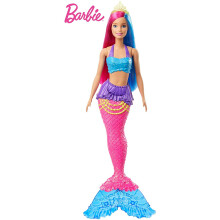 Muñeca Sirena Barbie Dreamtopia con Cabello y Cola Rosa y Azul, Más Accesorio de Tiara