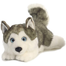 AURORA, 26263, MiYoni Husky Lying, 11In, Soft Toy, Grey - Plush Soft Toy
