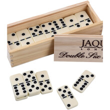 Jaques of London Double Six Dominoes With Spinners - Family Set for Adults and Children - Presented in a Slide Lid Pine Box