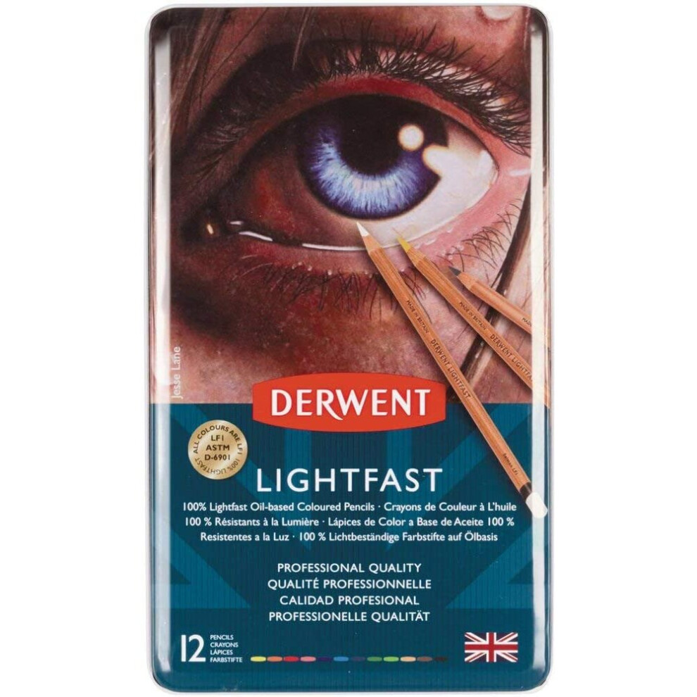 Derwent Lightfast Colouring Pencils, Set of 12, Professional Quality, 2302719