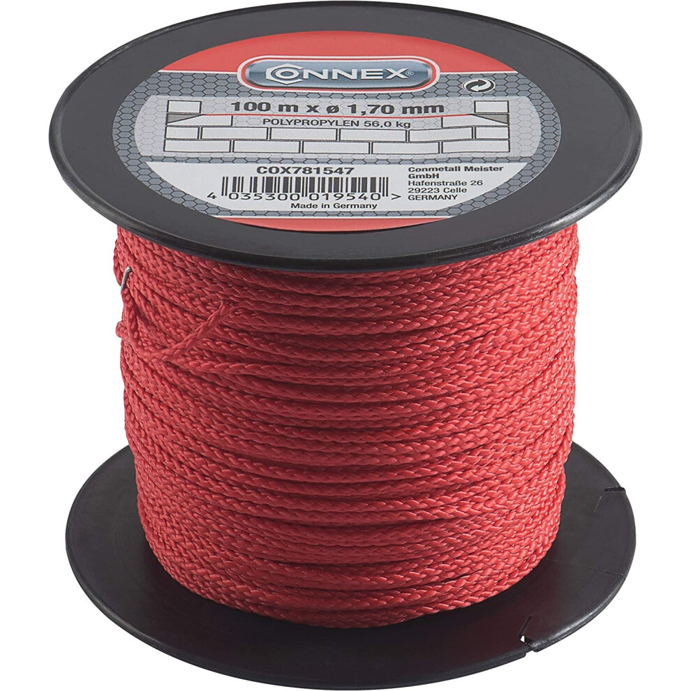 Connex Cox781547 1.7/ 100M Max 60 Kg Masons's Lacing Cord - Red 4035300019540